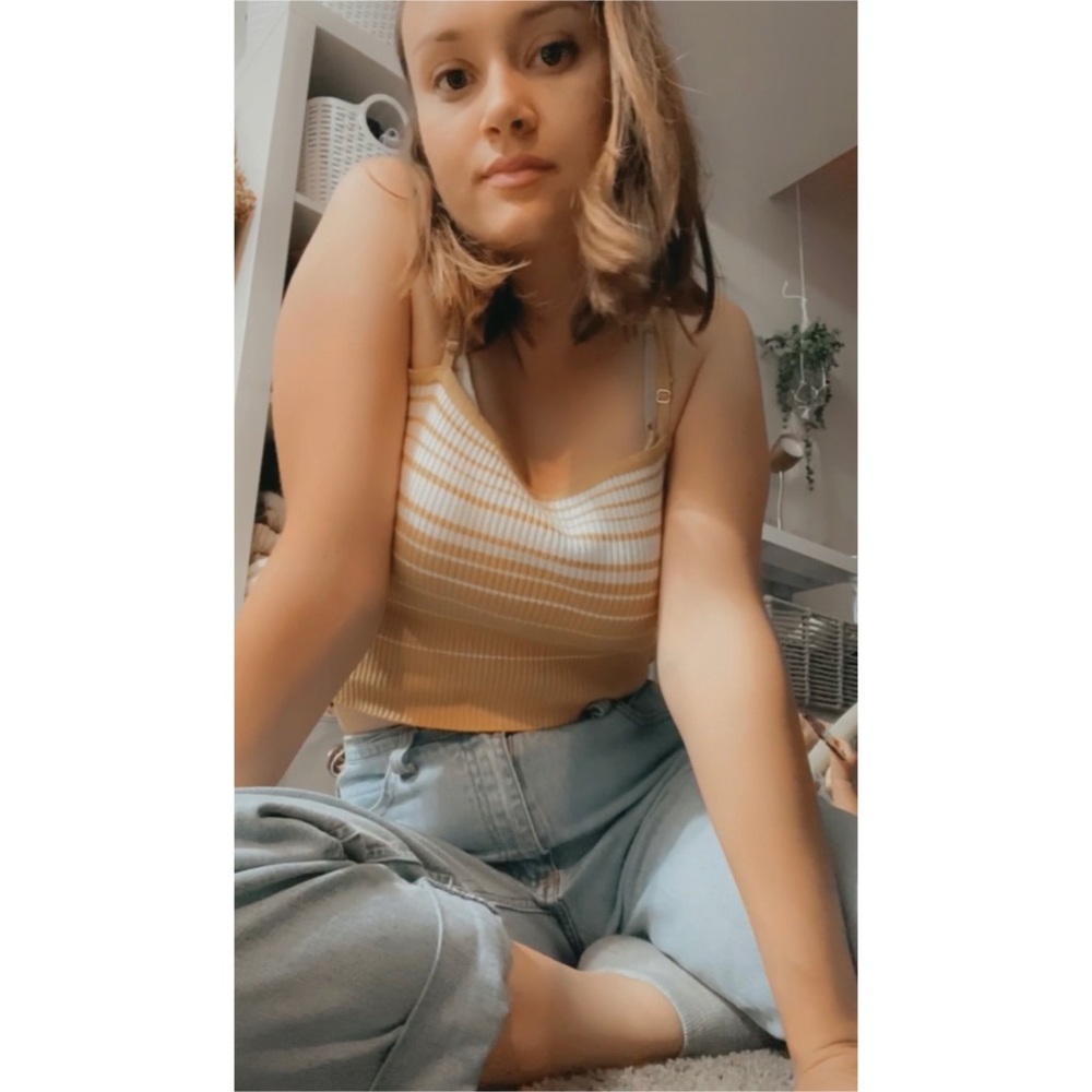 Yellow and White Tube Top